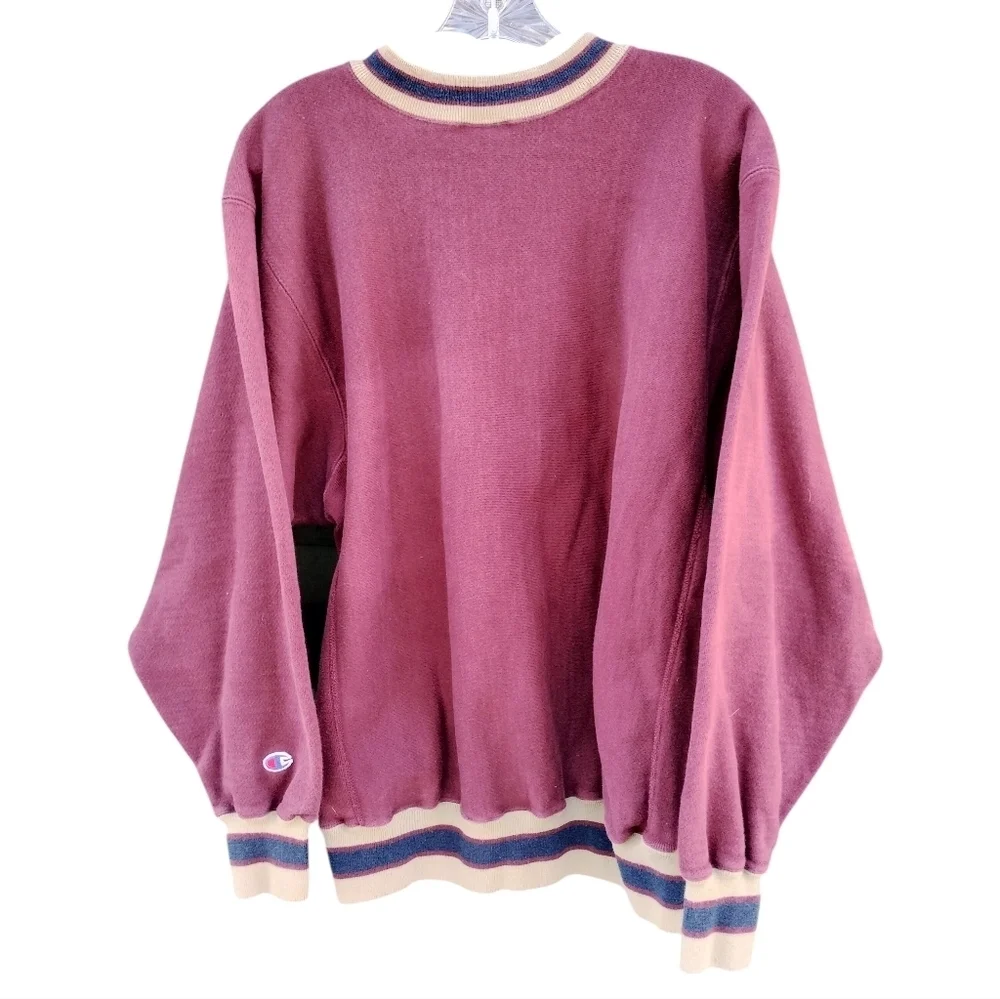Vintage 90's Boyfriend Fit Champion Men's Burgundy Crewneck Sweater-XL